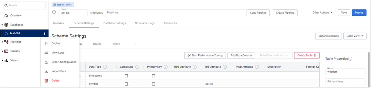 Deploy from left-hand menu