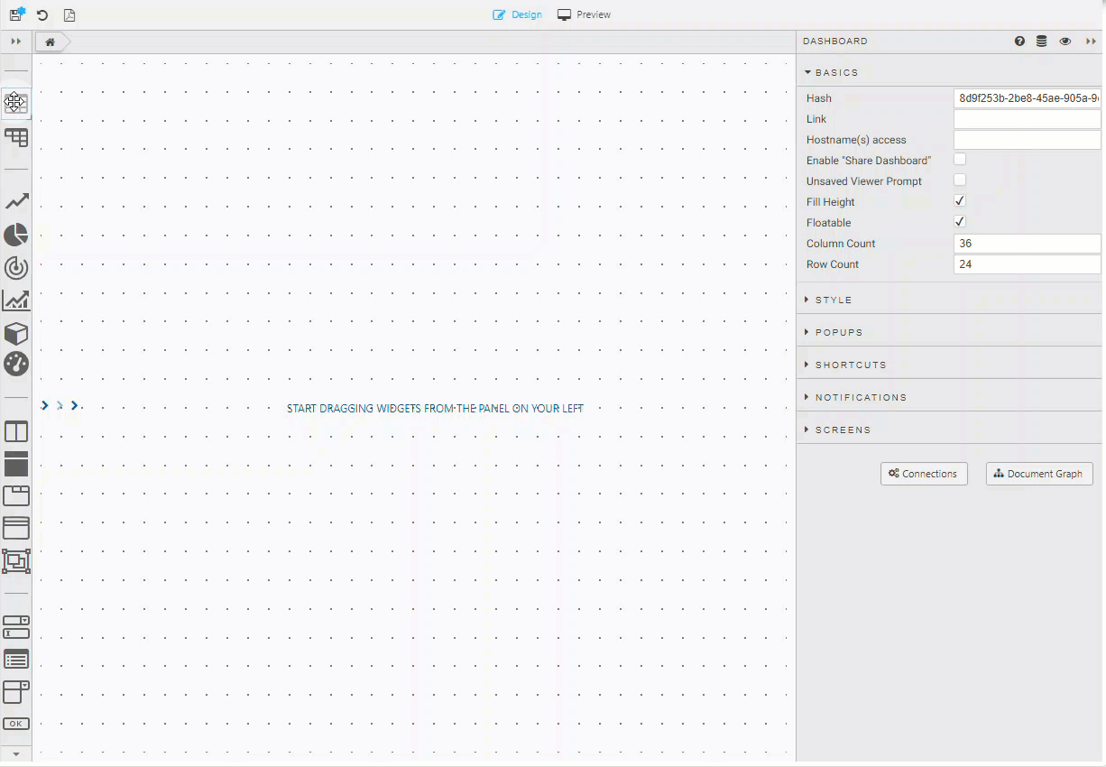 Click-and-drag a datagrid into the workspace