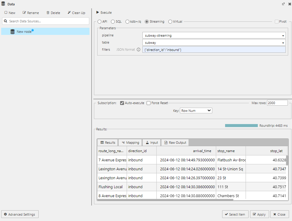 Streaming data source