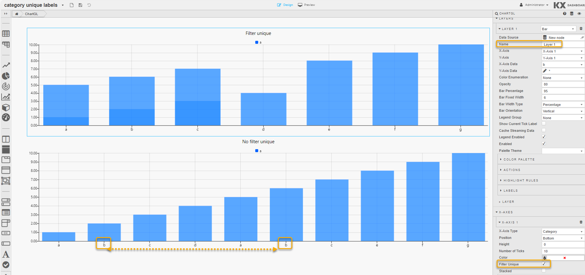 ChartGL Filter Unique