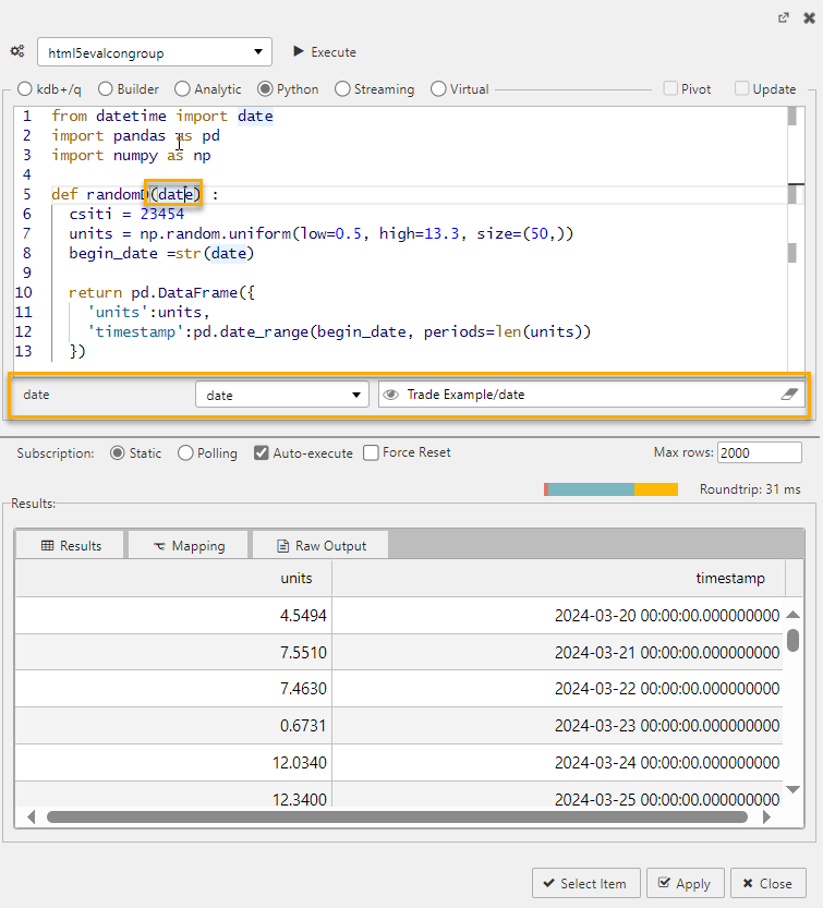 Python query with a single View State
