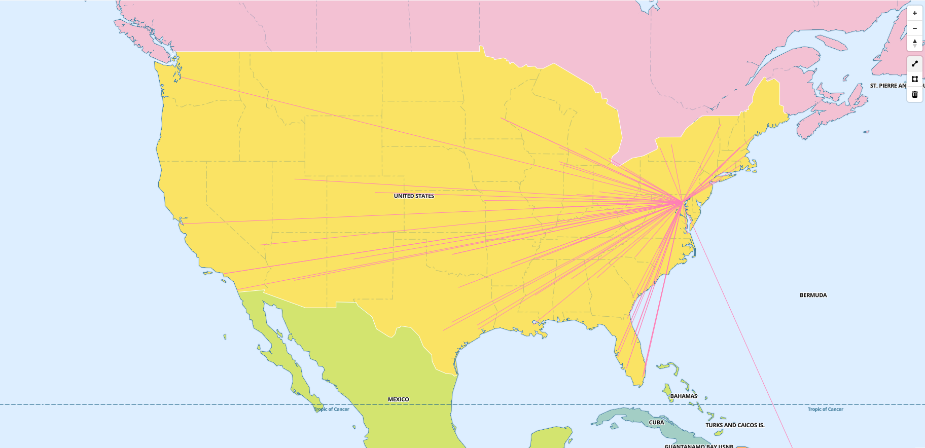 A map with a line layer