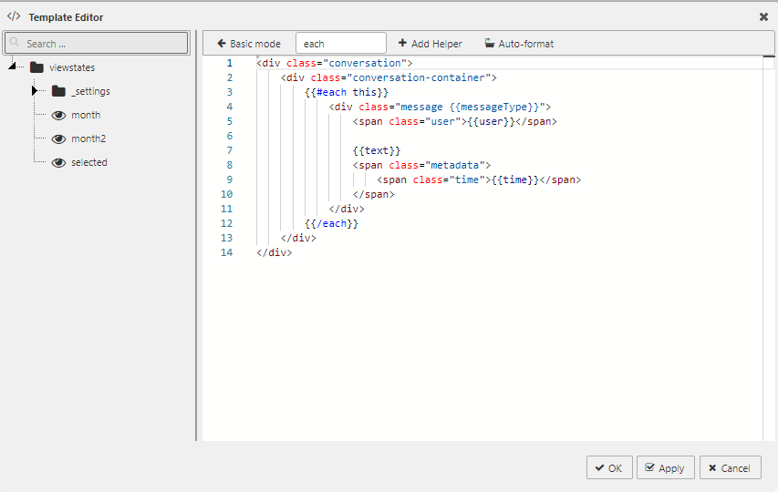 Template Text example