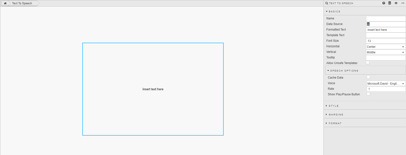 Setup Text to Speech component