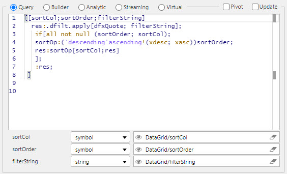 Server-side filtering setup