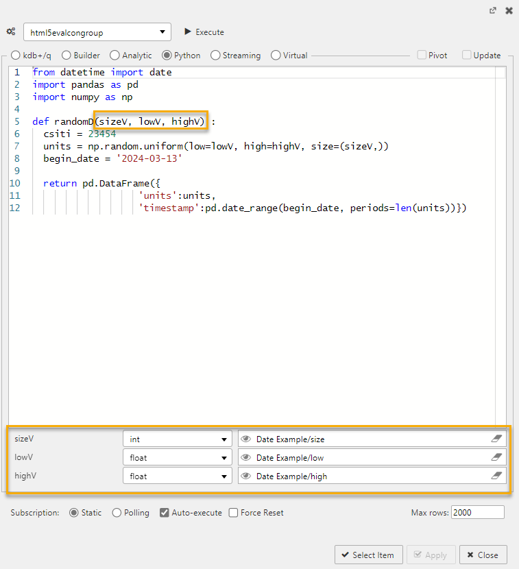 Python query with multiple View States