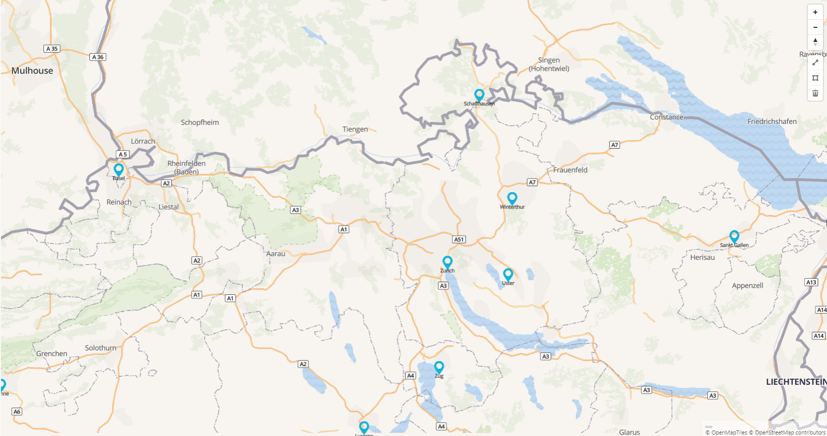 A map using custom tile server