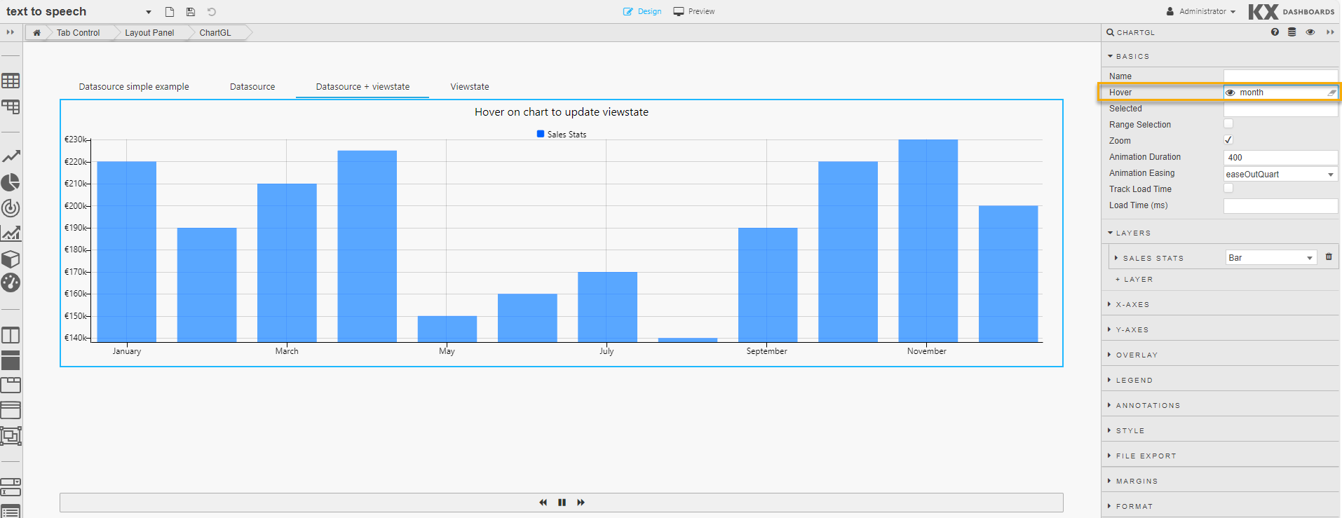 Text to speech data view state
